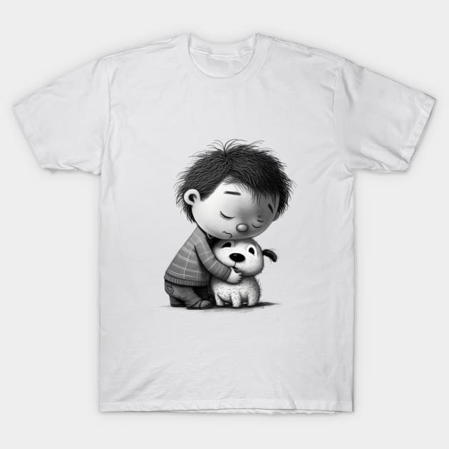 Boy hugging his Dog T-Shirt by pxdg